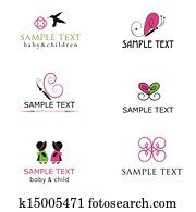 Baby and children icons in bright colors