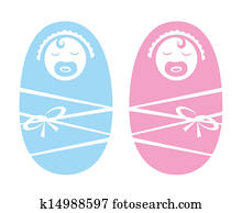 Baby girl & Baby boy vector icones
