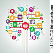Back to school flat icons education network tree. Back to school flat icons education network tree.
