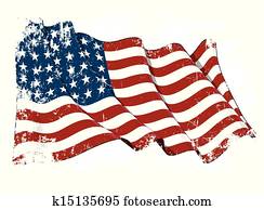 bandera de los e.e.u.u, wwi-wwii, (48, stars), grunge