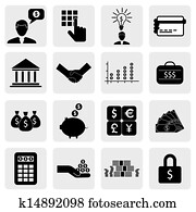 bank & finance icons(signs) related to money, wealth- vector graphic. This illustration can also represent savings account,investments,wealth creation,banking business,saving money(cash),credit cards