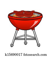 barbecue of red color with the fried sausages barbecue of red color with the fried sausages