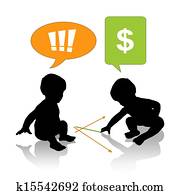 barnen, teckning, a, framgångsrik, affär, graf