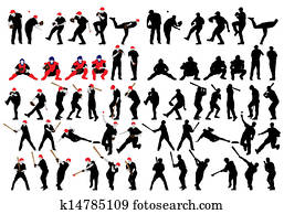 baseball silhouette set baseball silhouette set