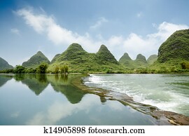 beautiful karst landform with the yulong river