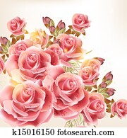 Beautiful vector background in vintage style with rose flowers Beautiful vector background in vintage style with rose flowers