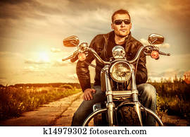 Biker on a motorcycle Biker on a motorcycle