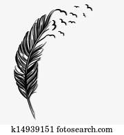 Birds flying ot of a quill Birds flying ot of a quill