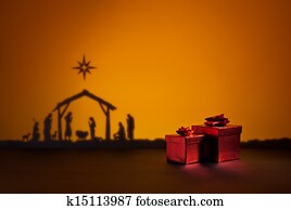 Birth Jesus with present Birth Jesus with present