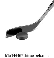 Black Hockey Stick and Puck Black Hockey Stick and Puck