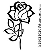 black silhouette outline rose, isolated on white. black silhouette outline rose, isolated on white.