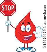 Blood Drop Holding A Stop Sign Blood Drop Holding A Stop Sign
