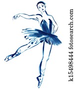 Blue ballerina, drawing gouache Blue ballerina, drawing gouache