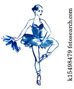 Blue ballerina, drawing gouache Blue ballerina, drawing gouache