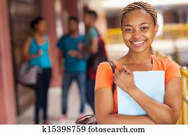 bonito, africano feminino, estudante universitário