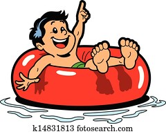 Boy Floating Inner Tube Boy Floating Inner Tube