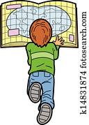 Boy Reading Map