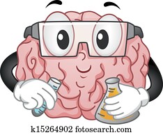 Brain Mascot doing Chemistry Experiment