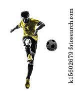 brazilian soccer football player young man kicking silhouette brazilian soccer football player young man kicking silhouette