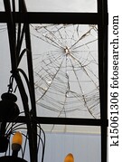 Broken glass on ceiling of porch Broken glass on ceiling of porch