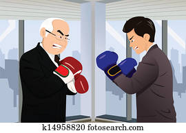 Business concept of two businessmen fighting
