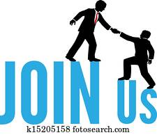 Business people help join up team Business people help join up team