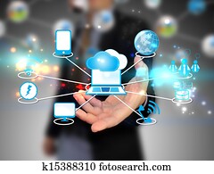 businessman holding Cloud computing, technology concept businessman holding Cloud computing, technology concept
