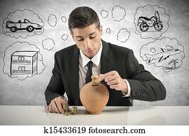 Businessman save money Businessman save money