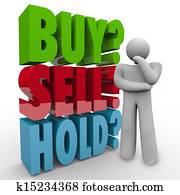 Buy Sell Hold 3D Words Investor Stock Market