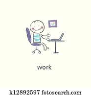 büro, worker., illustration.