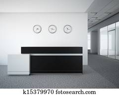 bürolobby, mit, a, rezeption