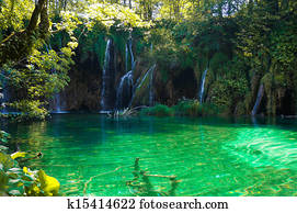 cachoeiras, em, Plitvice, lagos