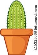 cacto, em, um, pote