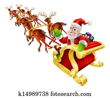 Cartoon Christmas Santa Claus Sled Cartoon Christmas Santa Claus Sled