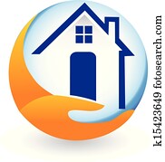 casa, logotipo, para, compañía de seguros