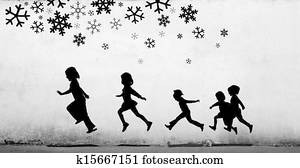 Children Playing below snow Children Playing below snow
