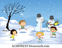 Children playing in the snow Children playing in the snow
