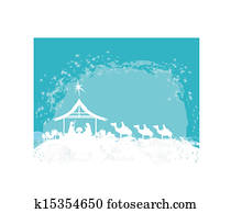 christliche, weihnachtsnativityszene, von, jesuskind, in, krippe