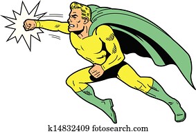 Classic superhero throwing a punch Classic superhero throwing a punch