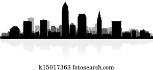 cleveland, stadt skyline, silhouette cleveland, stadt skyline, silhouette