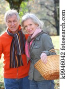 closeup, od, senior couple, hiking, do, krajina