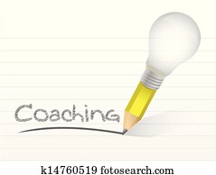Coaching handwritten with lightbulb pencil Coaching handwritten with lightbulb pencil
