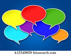Colorful Chat Bubbles on Blue Background Colorful Chat Bubbles on Blue Background