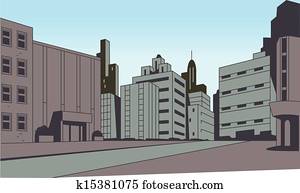 Comics City Street Scene Background
