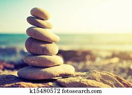 concept of balance and harmony. rocks on the coast of the Sea