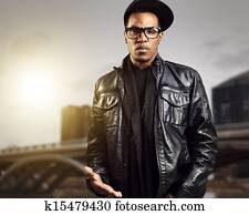cool urban african american man  posing