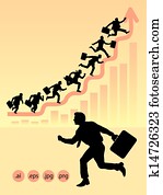 corrida homem negócios, silhuetas