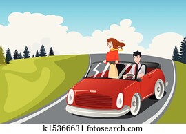 Couple riding a car going on a road trip Couple riding a car going on a road trip