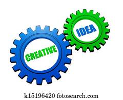 creativo, idea, en, color, engranajes