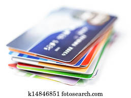 credit cards stack on white